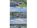 Aerial view of boats docked in a canal, surrounded by lush greenery and homes in a waterfront community at 218 Brandywine Circle, Englewood, FL 34223