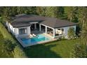 Aerial view of a single-Gathering home with a pool and landscaped backyard at 1802 Field Rd, Sarasota, FL 34231