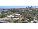 Aerial view showcasing a coastal community near the water, with various building types at 1100 N Shore Ne Dr # 406, St Petersburg, FL 33701