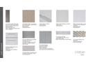 Material board showing various flooring, countertops, and tile options at 16443 Star Grass Cir, Bradenton, FL 34211