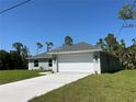 Charming single-story home features a two car garage, well maintained lawn, and a gray roof at 3006 Chickasaw Ave, North Port, FL 34288