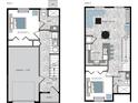 Two-story floor plan showcasing a spacious kitchen, great room, and two bedrooms at 2533 6Th Ave Drive E # 2, Bradenton, FL 34208
