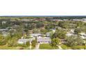 Aerial view of residential neighborhood showcasing multiple houses and lush green landscaping at 2877 Michigan St, Sarasota, FL 34237