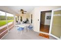 Relaxing screened porch with table and chairs, offering view of backyard at 31730 Clay Gully Rd, Myakka City, FL 34251