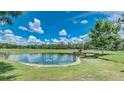 Serene pond with wooden dock and geese at 560 Oakford Rd, Sarasota, FL 34240