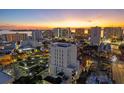 Aerial view showcasing the property's location and urban surroundings at sunset at 1335 2Nd St # 301, Sarasota, FL 34236