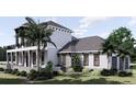 Two-story home with gray roof, white siding, stone accents, and a balcony at 32206 Grand National Drive, Myakka City, FL 34251