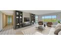 Bright living room with built-in shelving and large windows at 4540 Gulf Of Mexico Dr # 304, Longboat Key, FL 34228