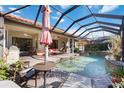 Relaxing pool and patio area with covered lanai and outdoor seating at 3706 80Th E Dr, Sarasota, FL 34243
