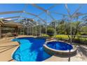 Relaxing screened pool and spa with views of the backyard at 9604 53Rd E Ter, Bradenton, FL 34211