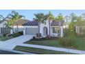 One story house with driveway and landscaping, palm trees surround the house at 249 Palmaria Ct, Nokomis, FL 34275