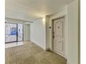 Condo hallway with carpet, showing a condo unit's entry door at 1102 Benjamin Franklin Dr # 407, Sarasota, FL 34236