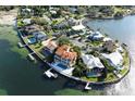 Aerial view of a luxurious waterfront community with many homes at 333 N Shore Dr, Sarasota, FL 34234