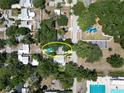 Aerial view showing home with pool near park at 2574 Hawthorne St, Sarasota, FL 34239