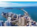 Aerial view of waterfront community with upscale high-rise building at 35 Watergate Dr # 1203, Sarasota, FL 34236