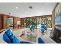Bright living room with modern furniture, large windows, and a view of the backyard at 3348 Old Oak Dr, Sarasota, FL 34239