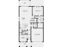 First floor plan showcasing a two-car garage, primary suite, and open concept living area at 6912 Prairie Oak Way, Nokomis, FL 34275