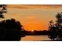 Sunset over the lake in this Primary-planned community, framed by trees at 7130 Whittlebury Trl, Bradenton, FL 34202