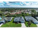 Aerial view of a residential neighborhood featuring well-maintained homes and mature trees at 5024 Southern Pine Cir, Venice, FL 34293