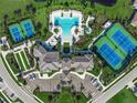 Community features pool, tennis, pickleball courts and clubhouse at 8792 Rain Song Rd, Sarasota, FL 34238