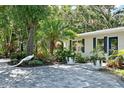 Lush landscaping surrounds this beautiful white home. A white peacock adds to the ambiance at 730 40Th St, Sarasota, FL 34234
