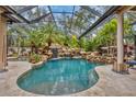 Resort style enclosed pool with water features and lush, tropical landscaping at 11432 Savannah Lakes Dr, Parrish, FL 34219