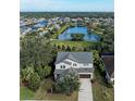 Stunning two-story home with pond view in a tranquil neighborhood, lush landscaping and a private driveway at 12941 Bliss Loop, Bradenton, FL 34211