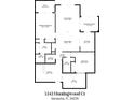 Detailed floor plan of the villa showcasing the layout of rooms and outdoor spaces, including patios and screened porch at 5343 Huntingwood Ct # 33, Sarasota, FL 34235