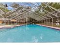 Large screened-in pool area with lounge chairs, offering a relaxing outdoor experience at 3443 Tallywood Cir # 7061, Sarasota, FL 34237
