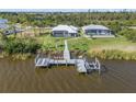 Waterfront property featuring a private dock extending into the water and access to the Interceptor Lagoon at 9464 St Marys Ct, Port Charlotte, FL 33981