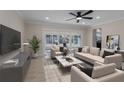 Bright living room featuring neutral tones, modern furnishings, and sliding glass doors to the outdoor space at 6705 20Th W Ave, Bradenton, FL 34209