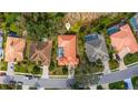 Birds-eye view of home with orange roof, screened pool, and beautiful backyard at 8717 54Th E Ave, Bradenton, FL 34211