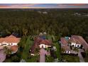 Aerial view of a stunning home surrounded by lush landscaping and a serene pool area near expansive green space at 19424 Ganton Ave, Lakewood Ranch, FL 34202