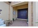 Elegant double front doors with stone accents and stylish decor enhance the home's entryway at 13214 Treviso Dr, Bradenton, FL 34211