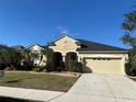 Charming single-story home featuring a well-manicured lawn and an attached two-car garage at 12286 23Rd E St, Parrish, FL 34219