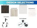 A variety of interior design selections for the new home, featuring roof color, countertops, backsplash, and hardware at 17 Fears St, North Port, FL 34288