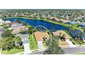 Overhead view of this home with waterfront views and beautiful landscaping at 368 Snapdragon Loop, Bradenton, FL 34212