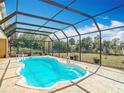 Sparkling screened-in pool with well-kept patio, surrounded by tropical landscaping and clear blue skies at 521 Fairview Nw Ave, Port Charlotte, FL 33952