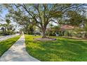 Landscaped front yard showcasing mature trees and lush green grass at 1354 Lucaya Ave, Venice, FL 34285