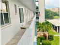 View of condo's walkway to unit 302, overlooking the landscaped grounds at 4240 Ironwood Cir # 302A, Bradenton, FL 34209