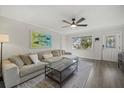 Inviting living room with comfortable seating, a decorative rug, a striking front door, and bright windows at 4464 Gallup Ave, Sarasota, FL 34233