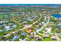 An aerial view showcases homes in a verdant Florida community, surrounded by mature trees and serene lakes at 6900 Country Lakes Cir, Sarasota, FL 34243