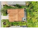 Aerial view of the home and backyard featuring a screened-in pool and lush landscaping at 5308 88Th E St, Bradenton, FL 34211