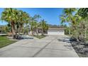 Inviting home exterior with a spacious driveway, manicured lawn, and palm trees for added curb appeal at 1030 Bahia Vista Ct, Sarasota, FL 34232