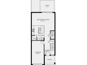 Functional floorplan shows open kitchen, gathering room and patio on the first floor of this townhome at 15128 Cuzcorro Ct, Nokomis, FL 34275