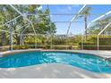Screened-in pool with a serene view of the lake and lush landscaping, perfect for relaxation and outdoor enjoyment at 7300 Wax Myrtle Way, Sarasota, FL 34241