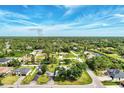 Wide aerial shot offering an overview of the property nestled within a verdant landscape and residential area at 3514 Laslo Ave, North Port, FL 34287