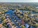 Panoramic aerial view showcases the property's prime location within a beautiful community with lakes at 11835 Hollyhock Dr, Lakewood Ranch, FL 34202