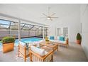 Inviting screened-in patio featuring comfortable seating and a refreshing private pool at 4444 Robin Hood Trl W, Sarasota, FL 34232