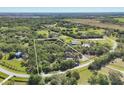 Expansive aerial view showcasing the property's large lot surrounded by mature trees and lush greenery at 2301 Bern Creek Loop, Sarasota, FL 34240